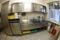 Industrial kitchen with large stainless steel sinks and without Royalty Free Stock Photo