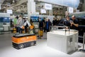 Industrial KUKA robot in booth of Huawei company at CeBIT