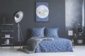 Moon poster in bedroom interior Royalty Free Stock Photo