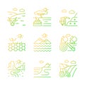 Industrial land gradient linear vector icons set