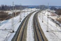 Industrial landscape - electrified railway line Royalty Free Stock Photo