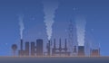 Industrial landscape with factory pollution. Air polluted environment vector illustration. global warming and city