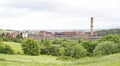 Industrial landscape with industry polluting the environment in GijÃ³n Royalty Free Stock Photo