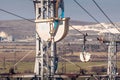 Industrial Landscape with Material Ropeway Transporting Breakstone