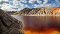 Industrial landscape on production waste - `Ural Mars`, Russia,