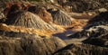 Industrial landscape on production waste - `Ural Mars`, Russia,