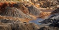 Industrial landscape on production waste - `Ural Mars`, Russia,