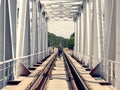 Railway bridge with rails and perspective day