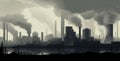 Industrial landscape with smoke from chimneys of power plant. Illustration Royalty Free Stock Photo