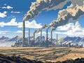 Industrial Landscape with Smokestacks