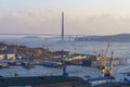 Industrial landscape with a view of the Diomidovsky port. Vladivostok, Russia Royalty Free Stock Photo