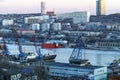Industrial landscape with a view of the Diomidovsky port. Vladivostok, Russia Royalty Free Stock Photo