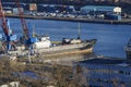 Industrial landscape with a view of the Diomidovsky port. Vladivostok, Russia Royalty Free Stock Photo