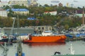 Industrial landscape with a view of the Diomidovsky port. Vladivostok, Russia Royalty Free Stock Photo