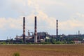 Industrial landscape. View of factory in Nikopol, Dnepropetrovsk