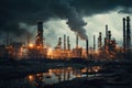 Industrial Landscapes: Large Complexes and Billowing Smoke - Landscapes of industry of vast industrial complexes set against the