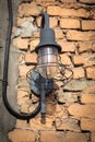 Industrial Lantern Light Fixture on Brick Wall Royalty Free Stock Photo