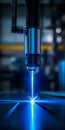Industrial Laser Cutting Machine in Action, Blue Laser Beam on Metal Sheet, Precision Engineering Royalty Free Stock Photo