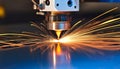 Industrial Laser Cutting Machine in Action, Precision Engineering and Metalworking Technology Royalty Free Stock Photo