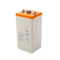 Industrial lead acid battery on white