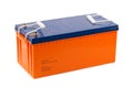 Industrial lead acid battery on white