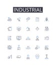 Industrial line icons collection. Agricultural, Commercial, Constructive, Developmental, Economic, Entrepreneurial