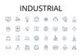 Industrial line icons collection. Agricultural, Commercial, Constructive, Developmental, Economic, Entrepreneurial