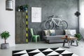 Industrial living room with bike