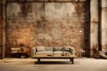 Industrial  living room decoration style create by AI generated Royalty Free Stock Photo