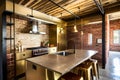 Industrial Loft Kitchen. Generative AI