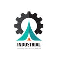 Industrial logo template design. Abstract gear icon. Industry business concept sign. Progress development symbol. Vector Royalty Free Stock Photo