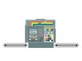 Industrial machine. Construction equipment factory. Panel production control system. Industrial group. Buttons and screens and se