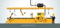 Industrial machine Factory construction equipment engineering vector illustration