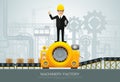 Industrial machine Factory construction equipment engineering vector illustration Royalty Free Stock Photo