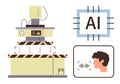 AI-powered machine processing with chip technology and voice recognition interface Royalty Free Stock Photo