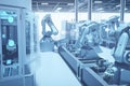 industrial machine robot, smart modern factory automation using advanced machines, industrial 4.0 manufacturing process Royalty Free Stock Photo