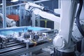 industrial machine robot, smart modern factory automation using advanced machines, industrial 4.0 manufacturing process Royalty Free Stock Photo