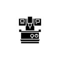 Industrial machine tool black icon concept. Industrial machine tool flat vector symbol, sign, illustration. Royalty Free Stock Photo