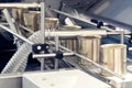 Industrial machine used in canning production. A close-up view