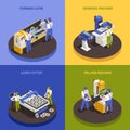 Industrial Machinery Concept Icons Set