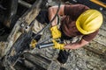 Industrial Machinery Technician with Hand Pump Grease Gun Royalty Free Stock Photo