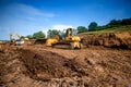 Industrial machinery at working construction building site