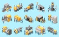 Industrial Maintenance Engineer Technician Isometric Icon Set