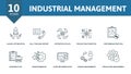 Industrial Management set icon. Editable icons industrial management theme such as launch optimization, interation Royalty Free Stock Photo