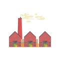Industrial manufactory building with hangars vector illustration