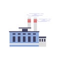 Industrial manufactory building, power or chemical plant, factory vector illustration