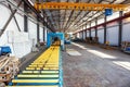 Industrial manufactory workshop for production sandwich panels for construction. Modern manufacturing storage factory interior