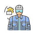 industrial mechanic repair worker color icon vector illustration
