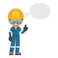 Industrial mechanic worker with his personal protective equipment thinking with space for text for advertising, presentations,