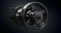 Industrial Mechanical Wheel Component in Dark Studio Setting Royalty Free Stock Photo